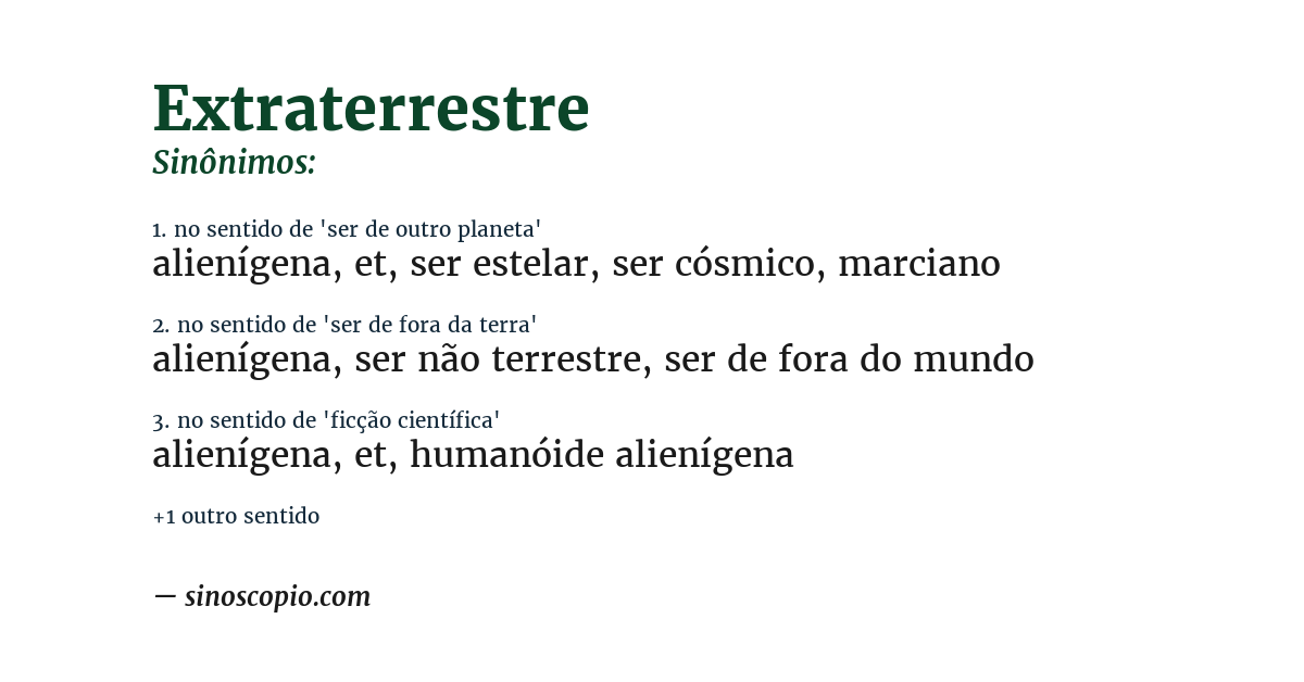 Sinônimo de extraterrestre