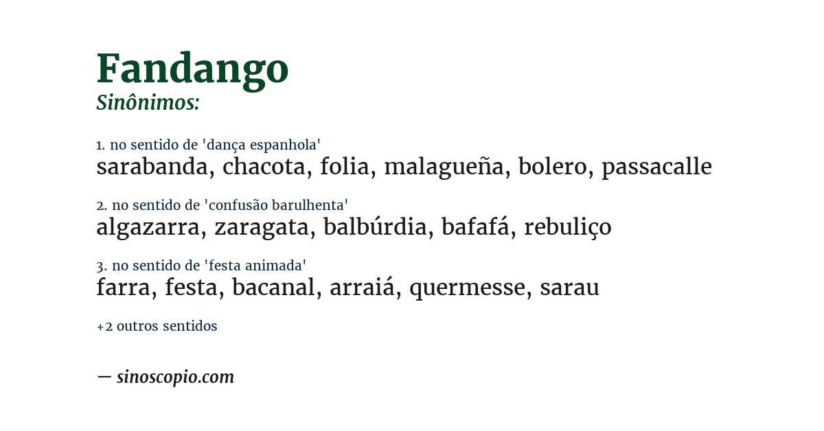 Sinônimo de fandango