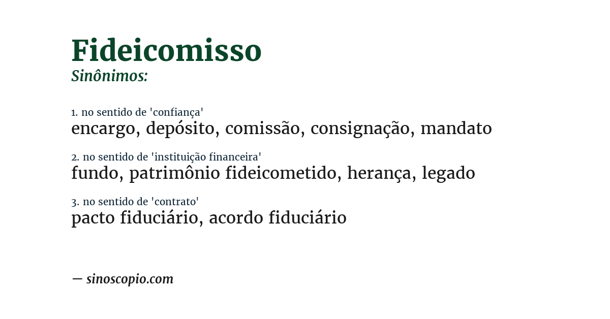 Sinônimo de fideicomisso