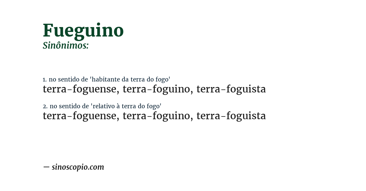 Sinônimo de fueguino