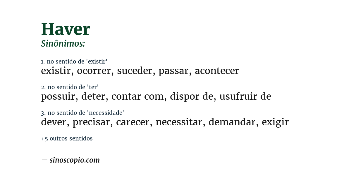 Sinônimo de haver