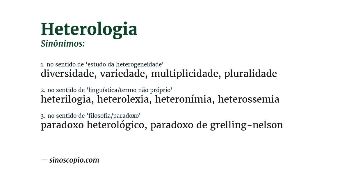 Sinônimo de heterologia
