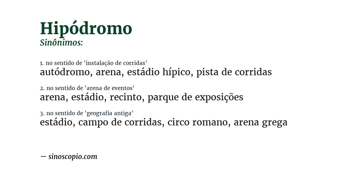 Sinônimo de hipódromo