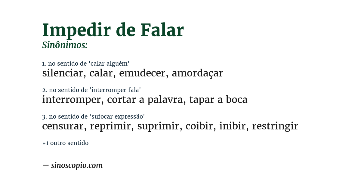 Sinônimo de impedir de falar