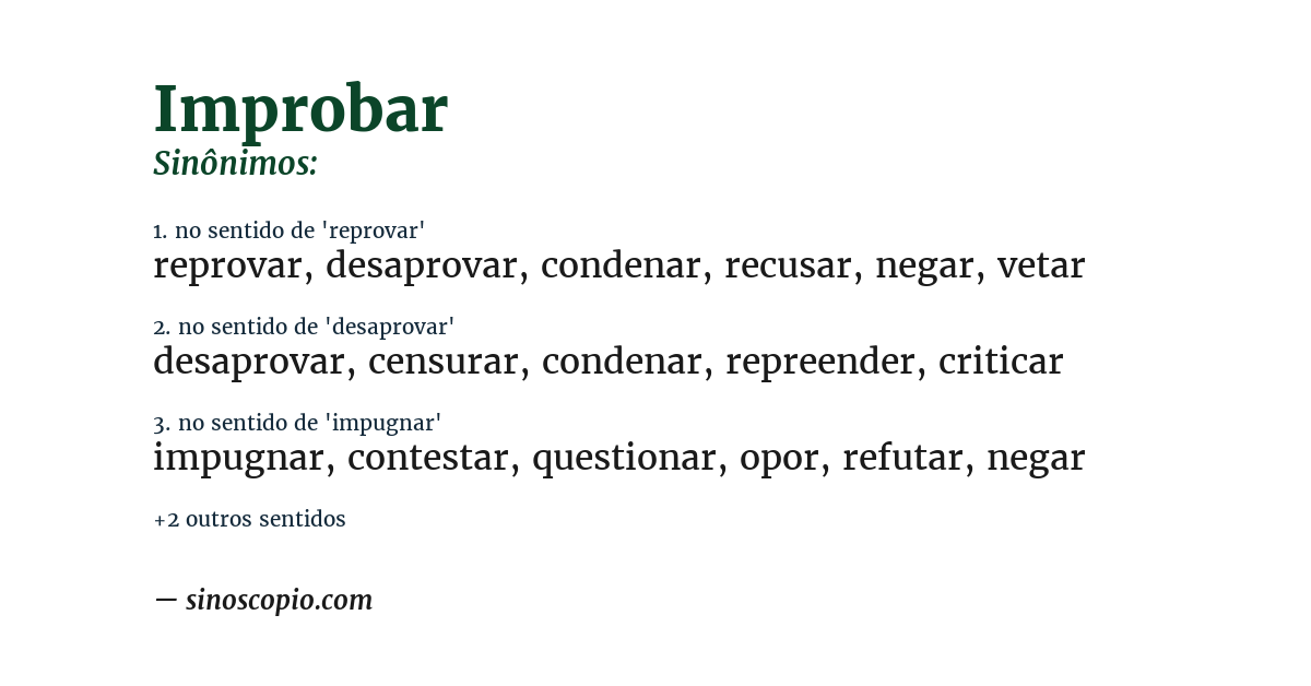 Sinônimo de improbar