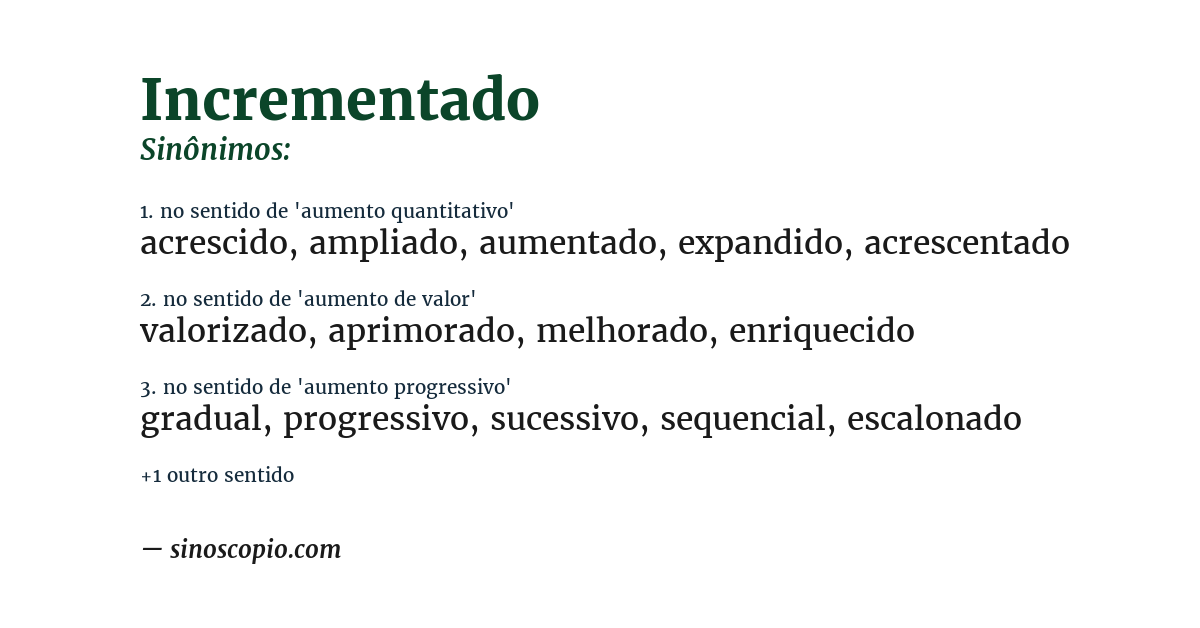 Sinônimo de incrementado