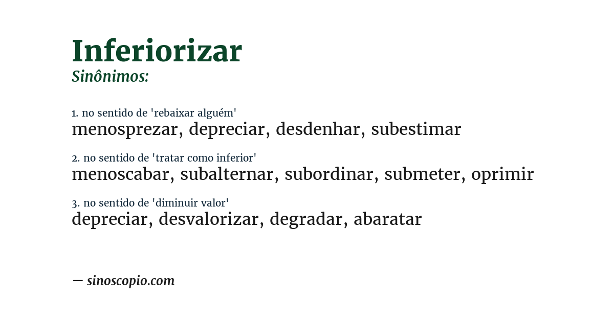 Sinônimo de inferiorizar