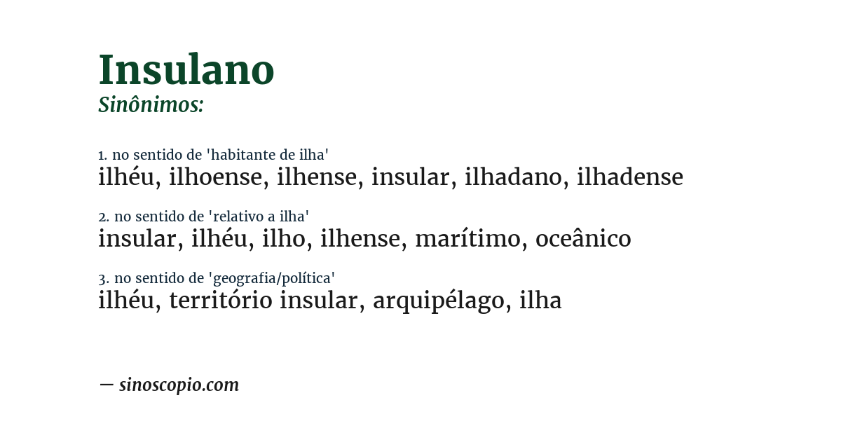 Sinônimo de insulano