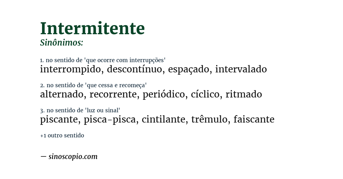 Sinônimo de intermitente