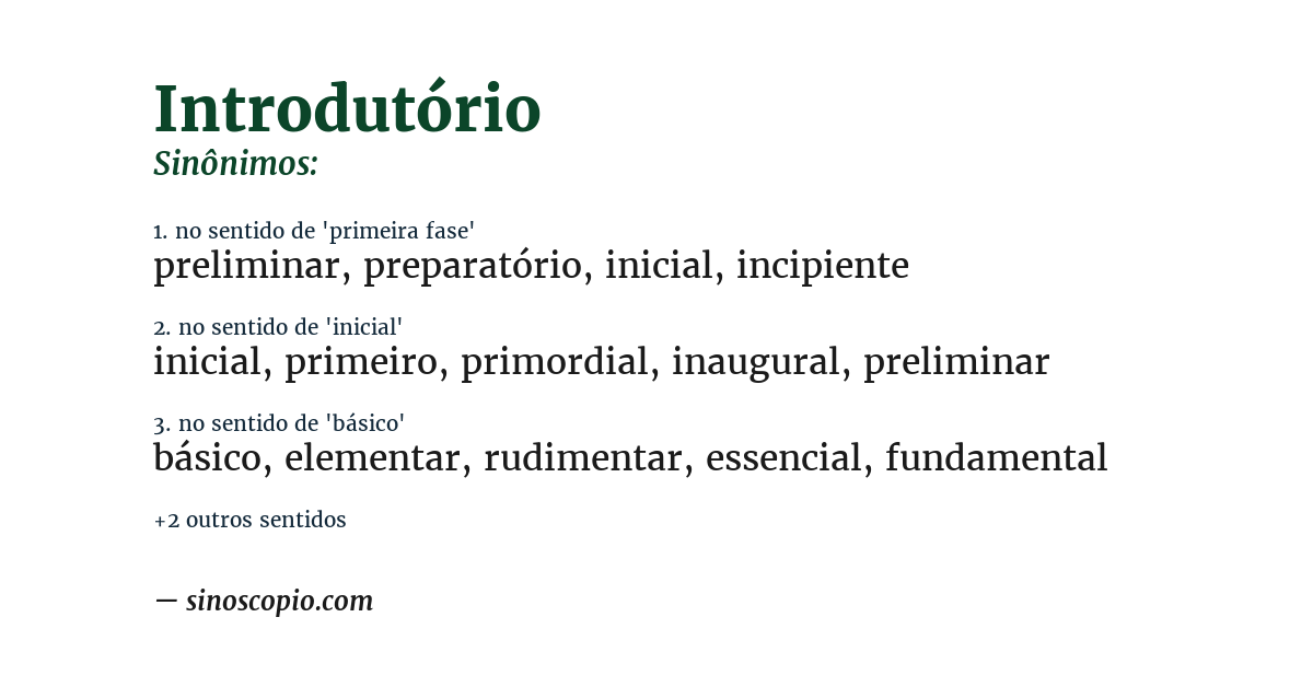 Sinônimo de introdutório