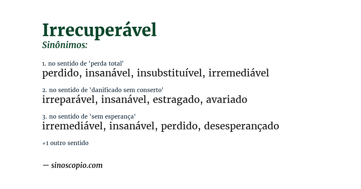 Sinônimo de irrecuperável