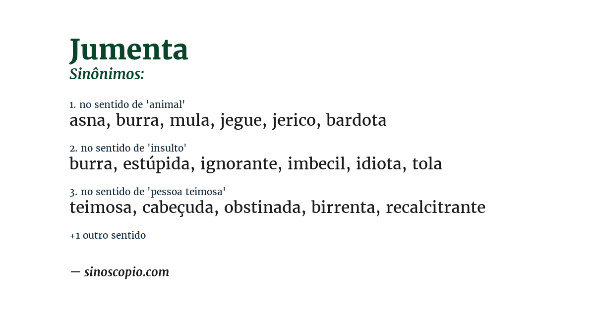 Sinônimo de jumenta