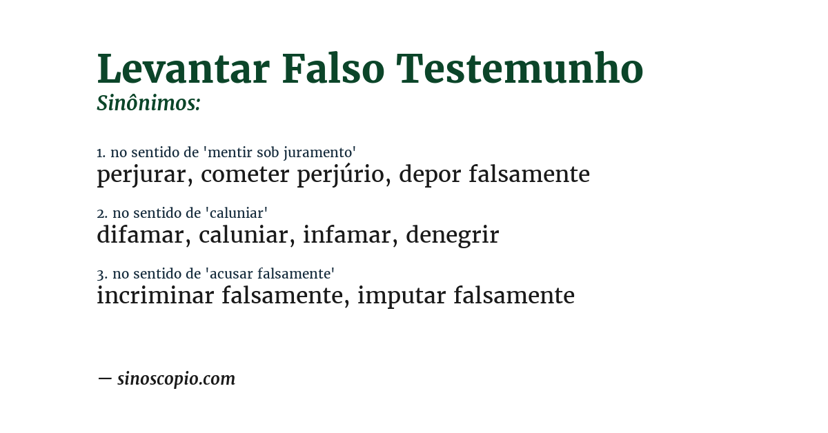Sinônimo de levantar falso testemunho
