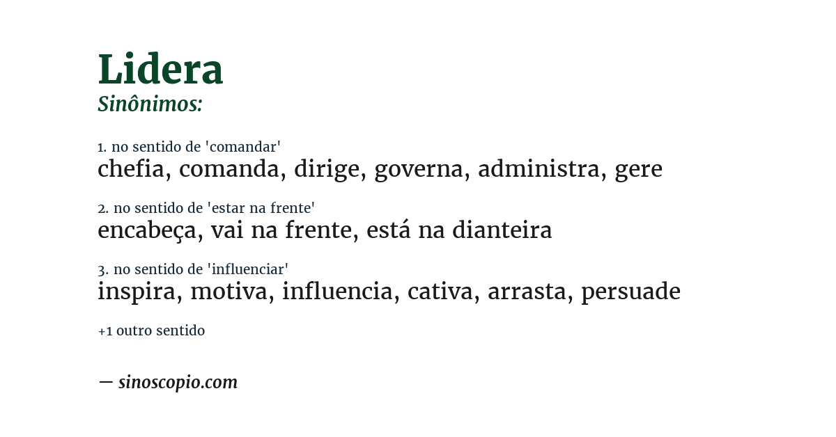 Sinônimo de lidera