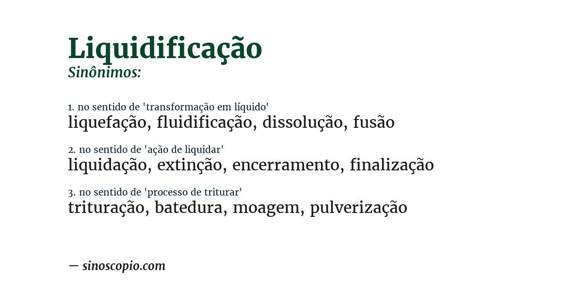 Sinônimo de liquidificação