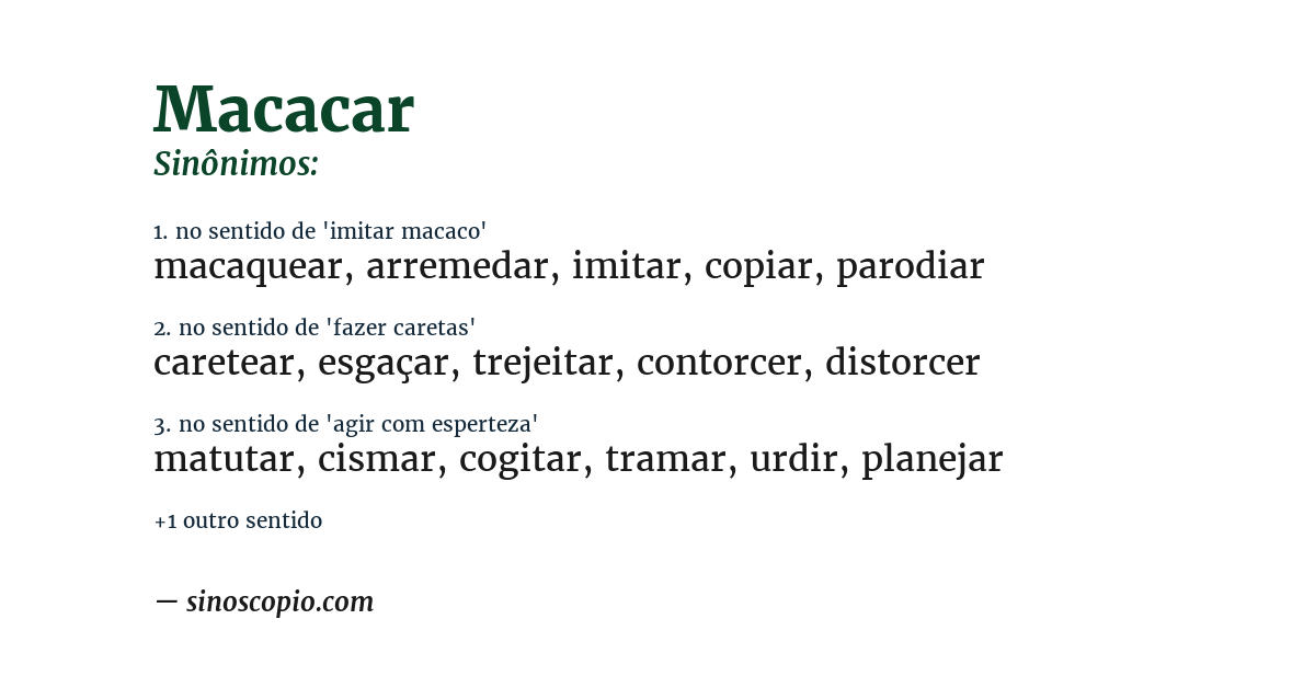 Sinônimo de macacar