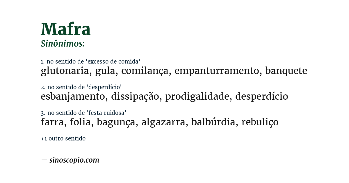 Sinônimo de mafra