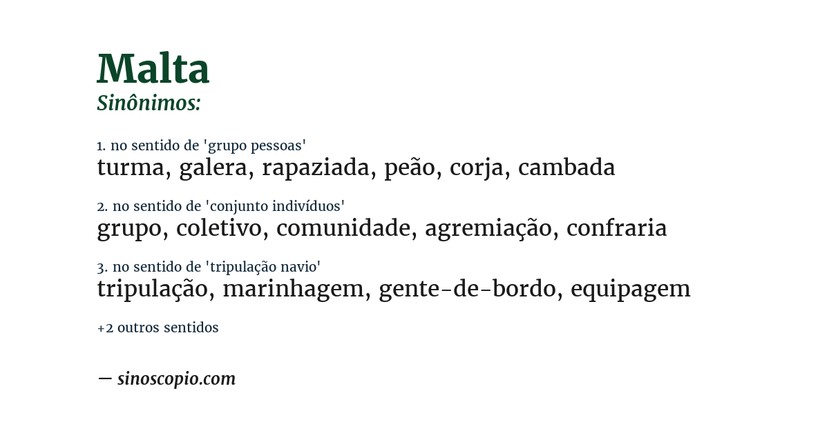 Sinônimo de malta
