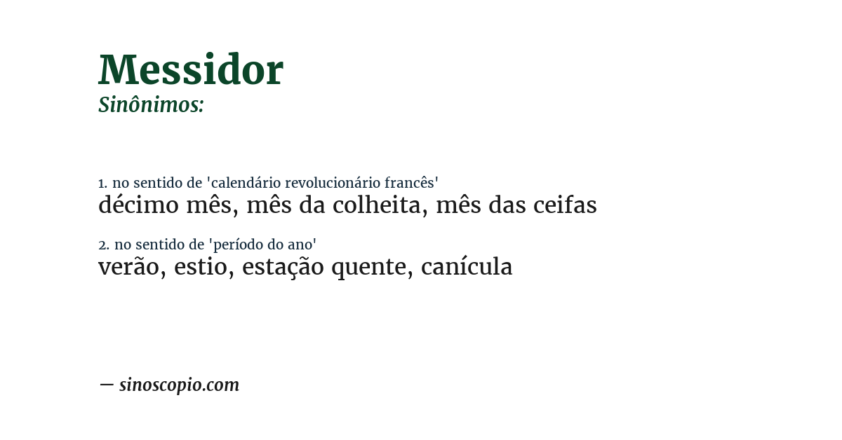 Sinônimo de messidor