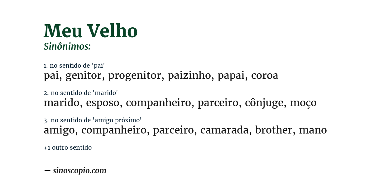 Sinônimo de meu velho