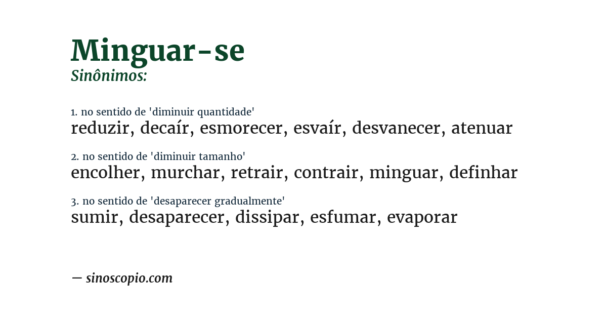 Sinônimo de minguar-se