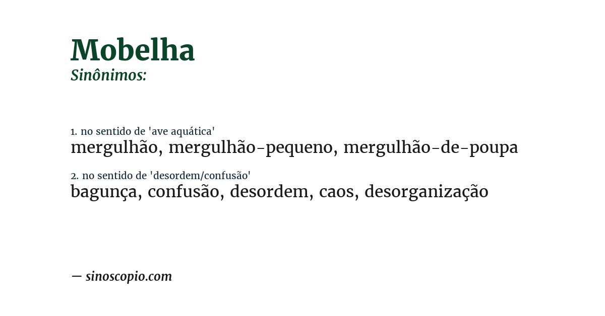 Sinônimo de mobelha