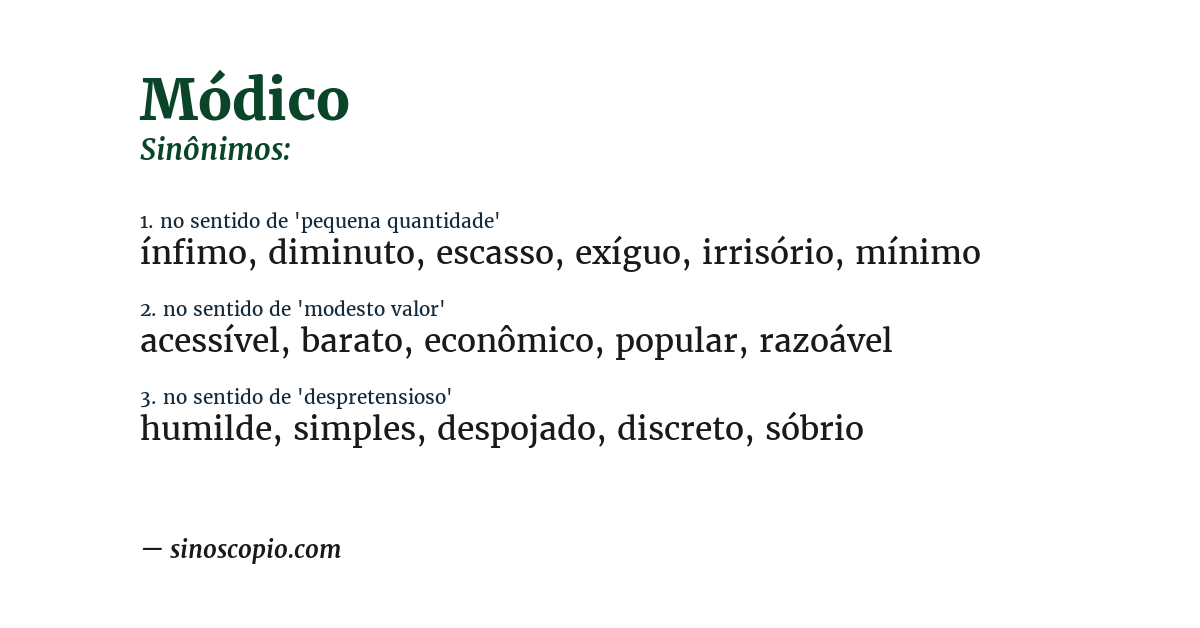 Sinônimo de módico
