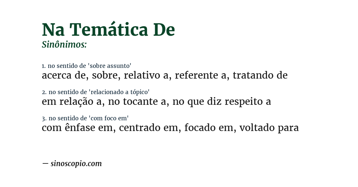 Sinônimo de na temática de
