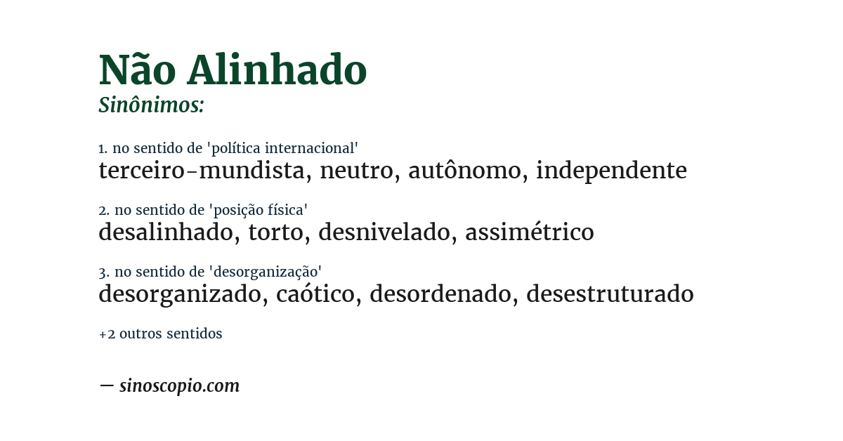 Sinônimo de não alinhado