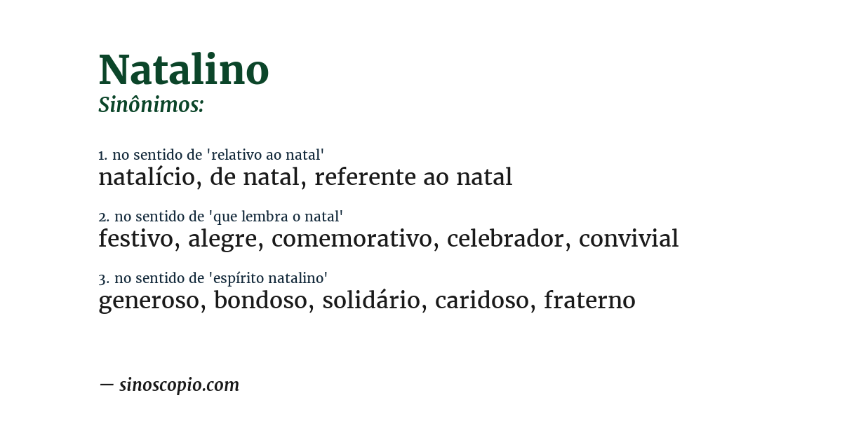 Sinônimo de natalino