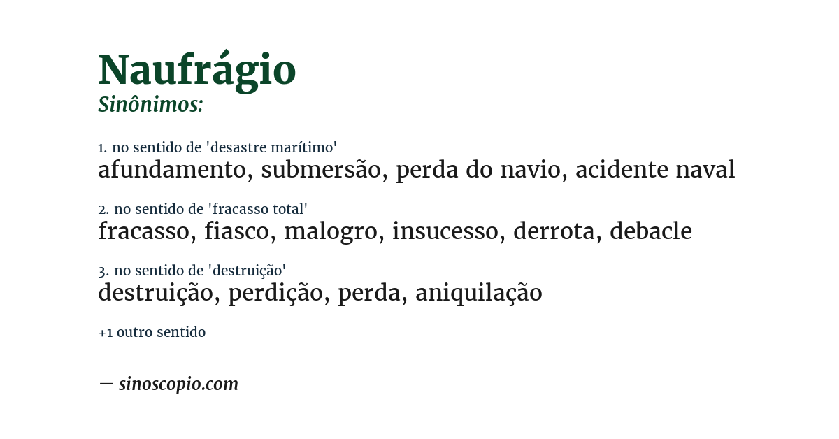 Sinônimo de naufrágio