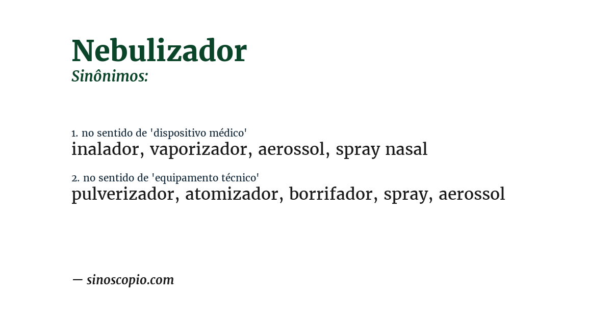 Sinônimo de nebulizador