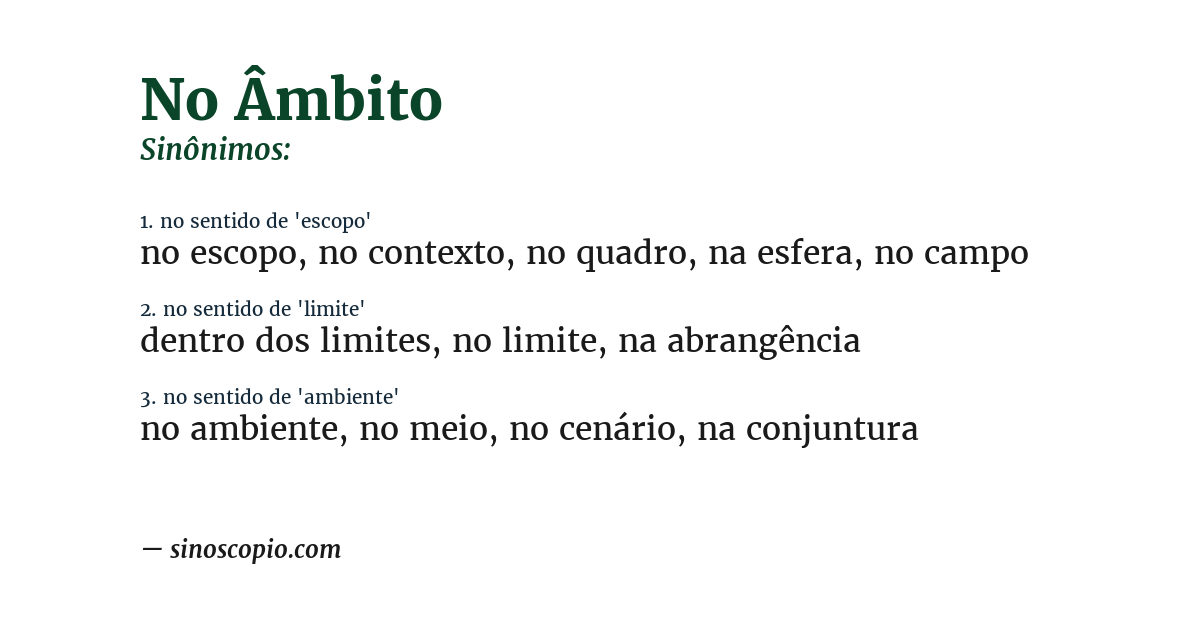 Sinônimo de no âmbito