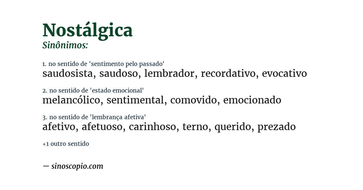 Sinônimo de nostálgica