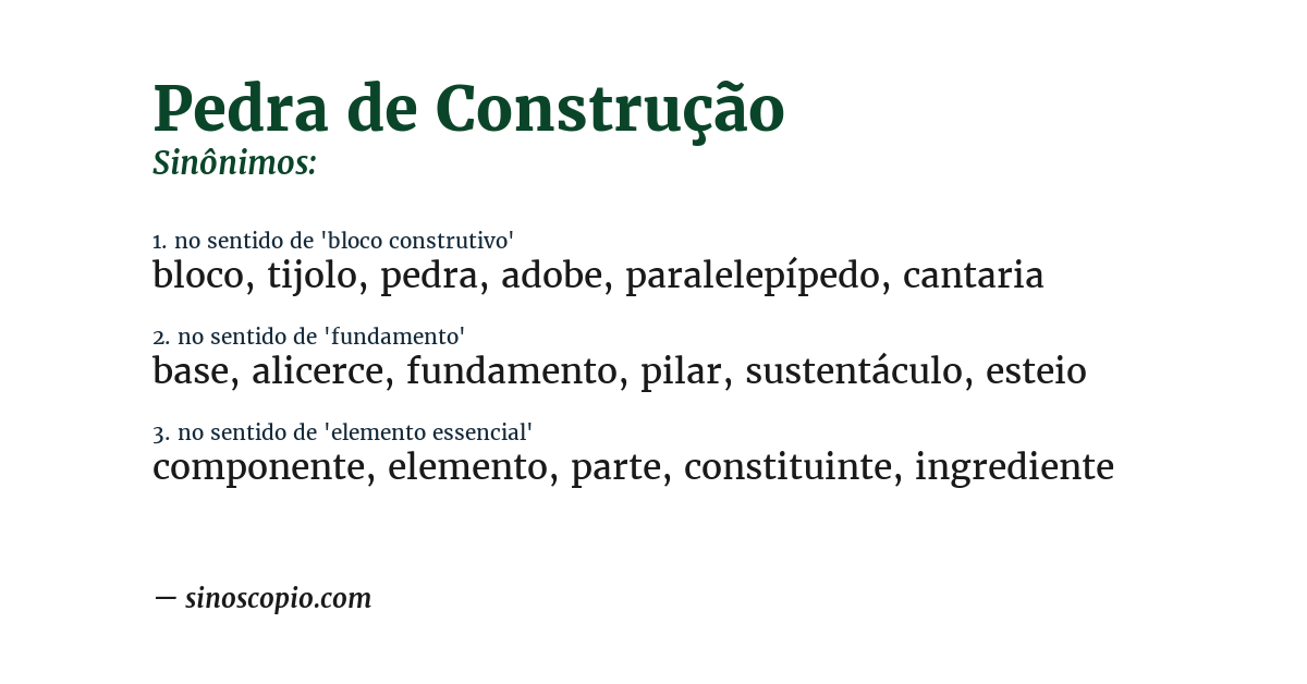Sinônimo de pedra de construção