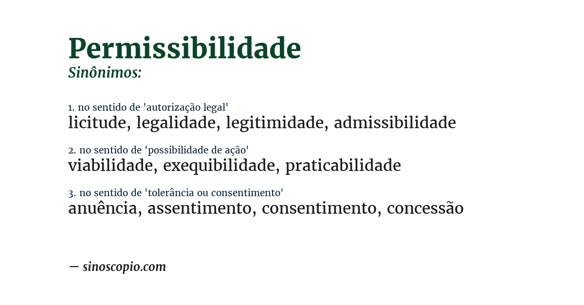 Sinônimo de permissibilidade