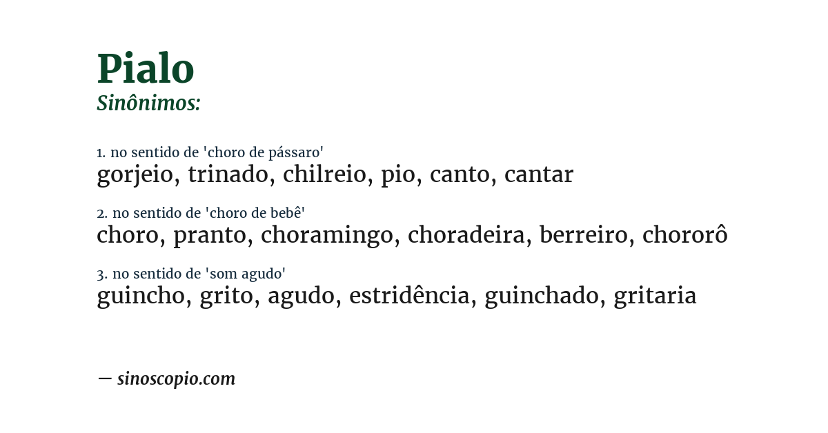 Sinônimo de pialo