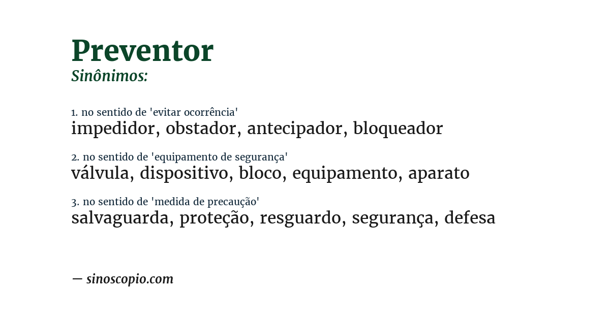 Sinônimo de preventor