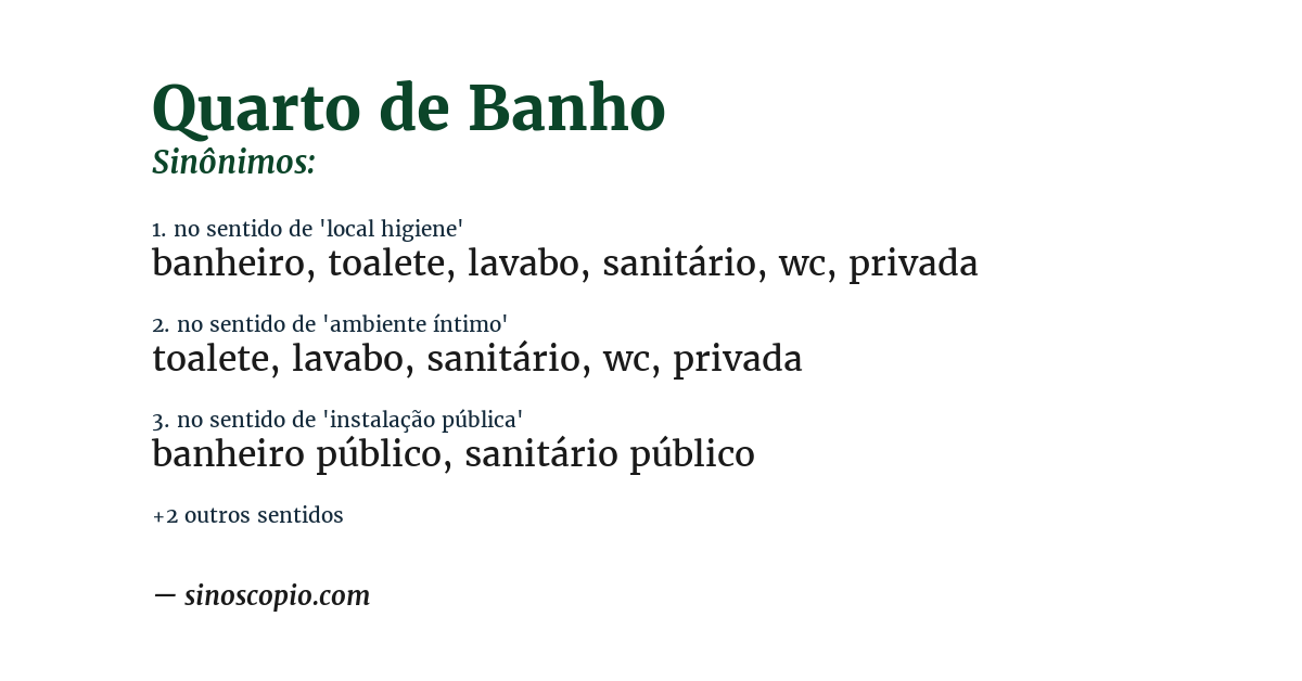 Sinônimo de quarto de banho