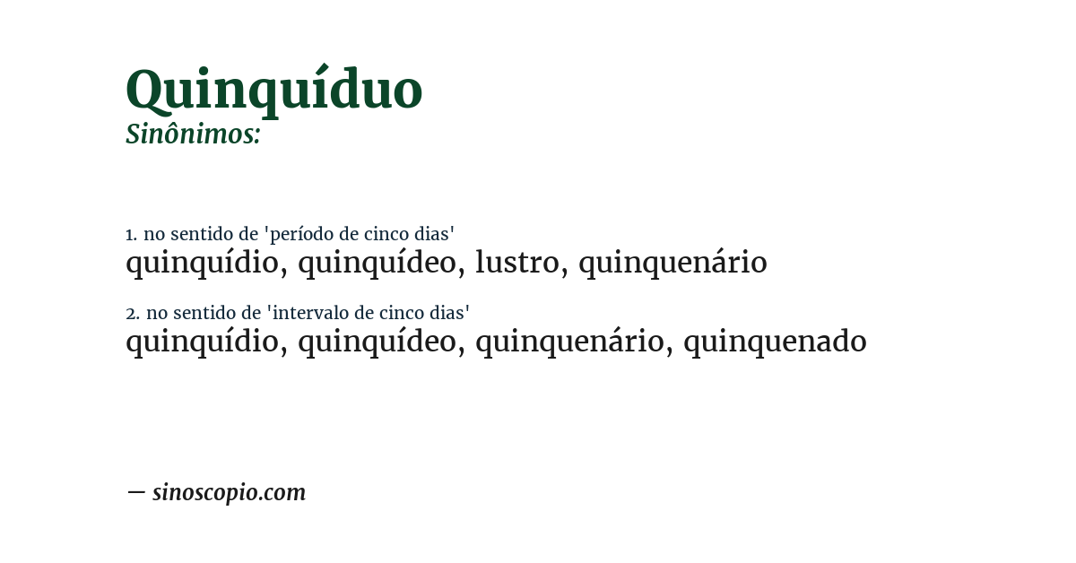 Sinônimo de quinquíduo