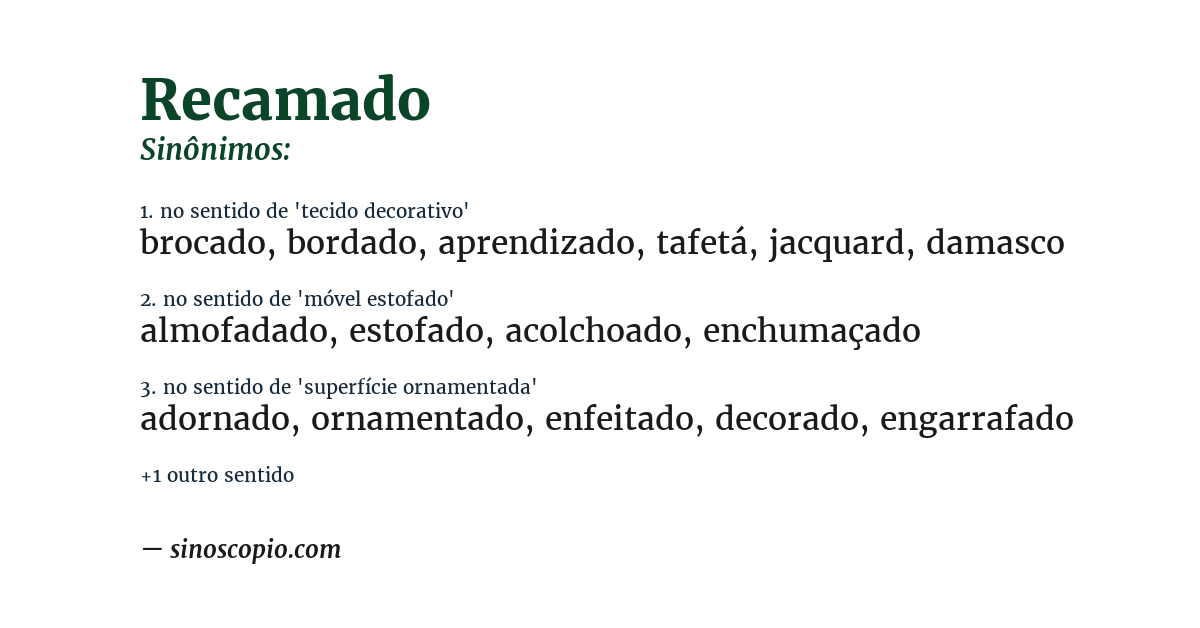 Sinônimo de recamado