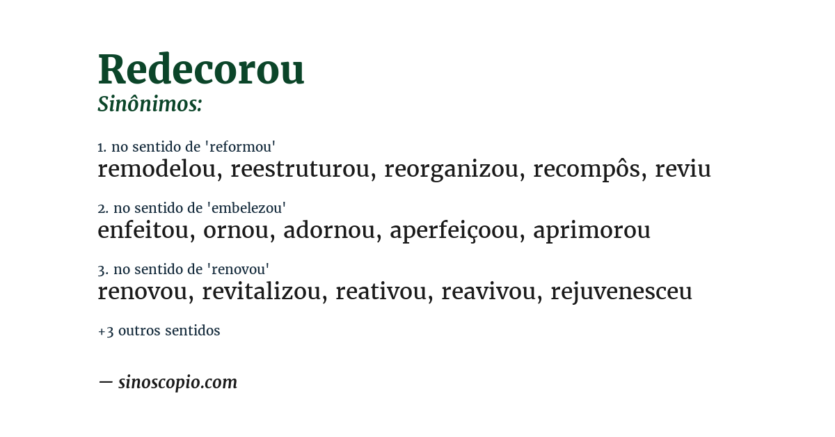 Sinônimo de redecorou