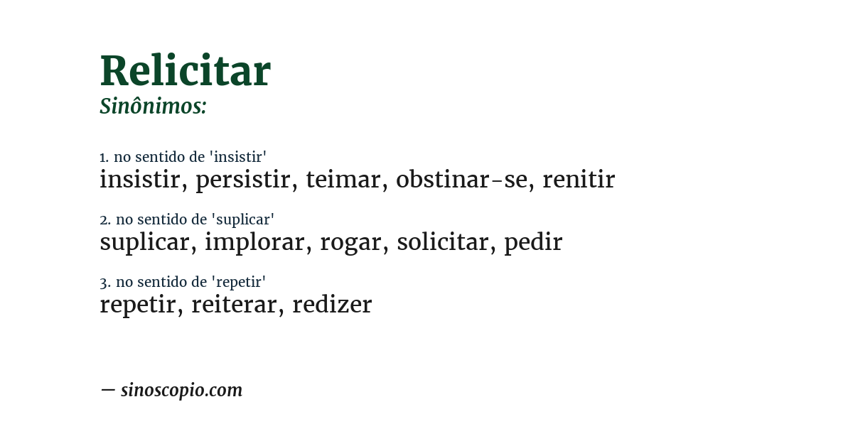 Sinônimo de relicitar