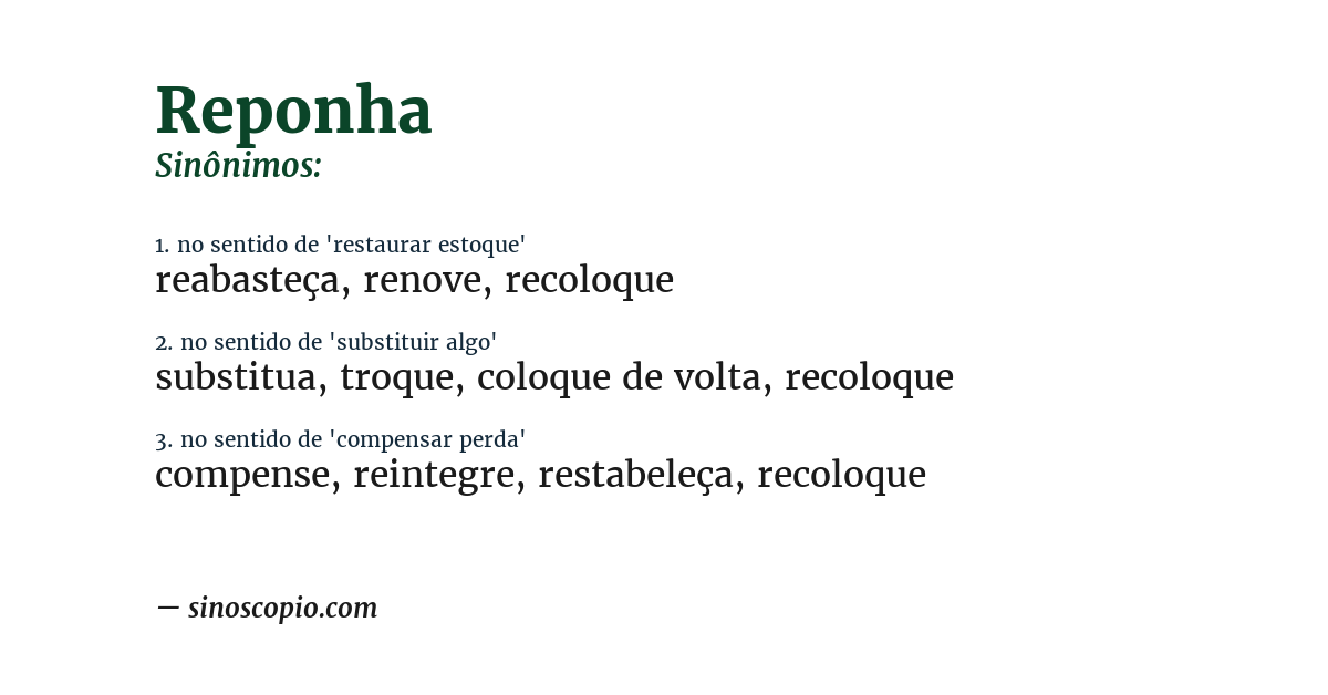 Sinônimo de reponha