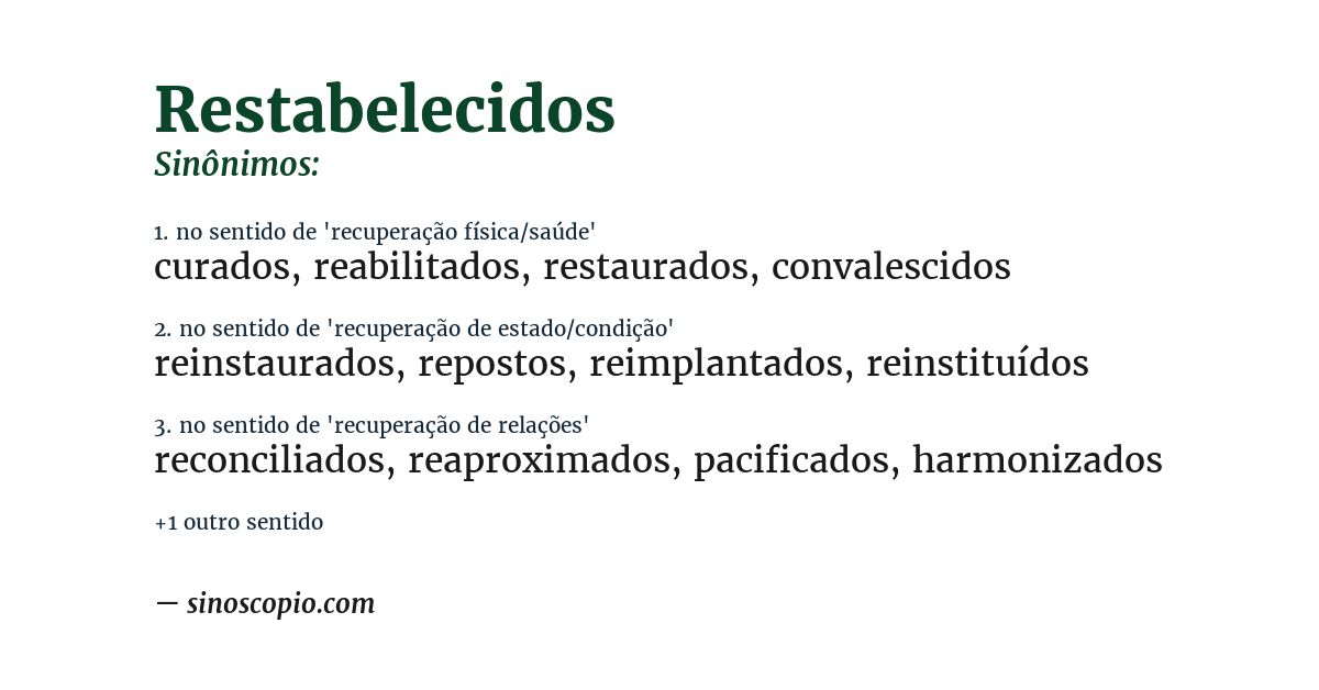 Sinônimo de restabelecidos