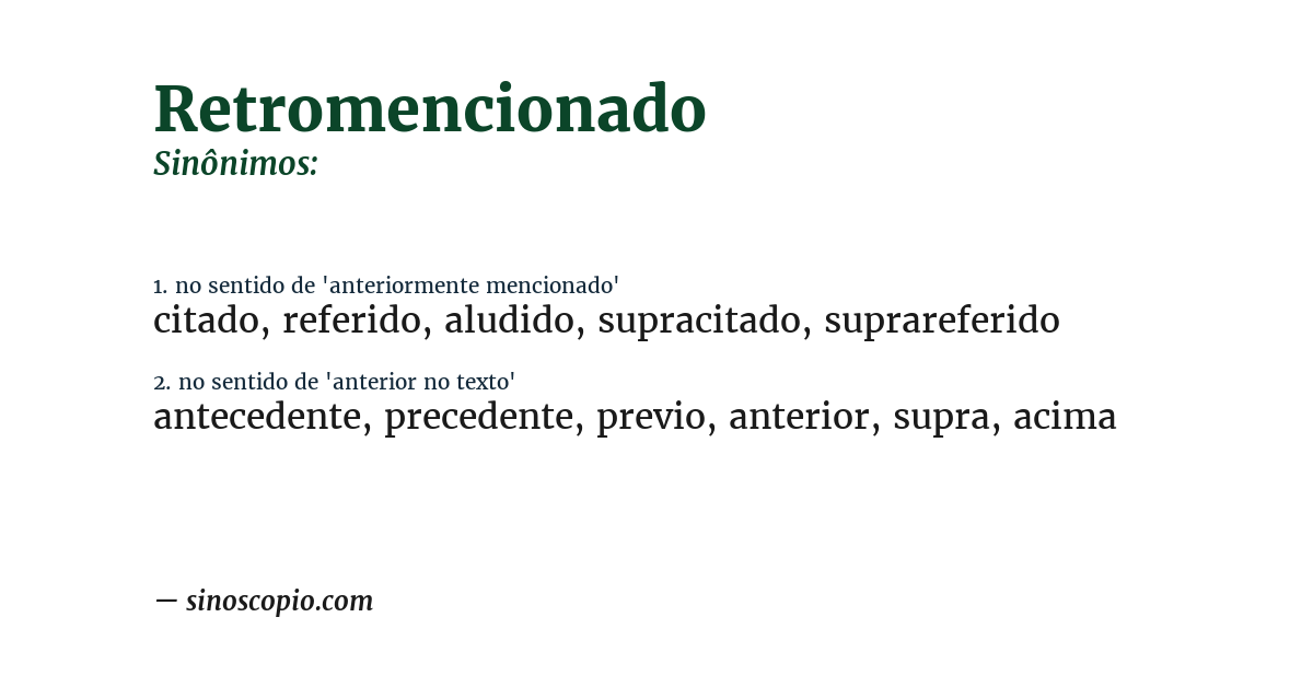 Sinônimo de retromencionado