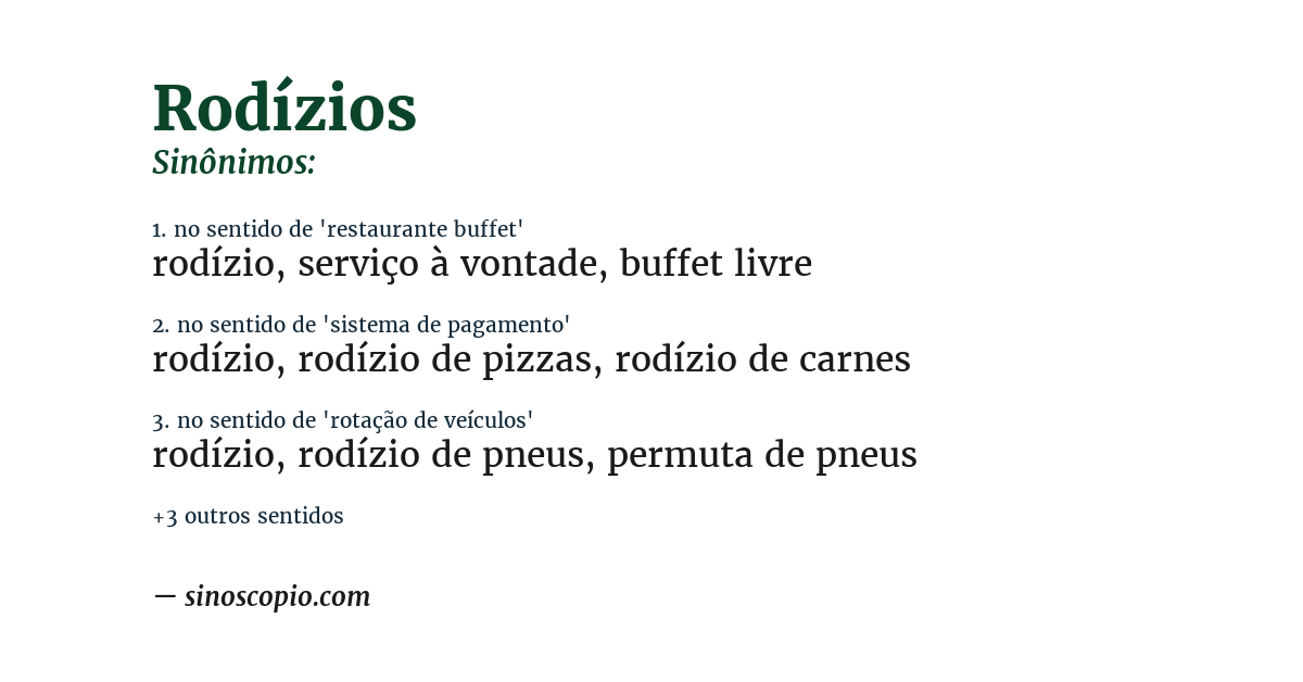 Sinônimo de rodízios