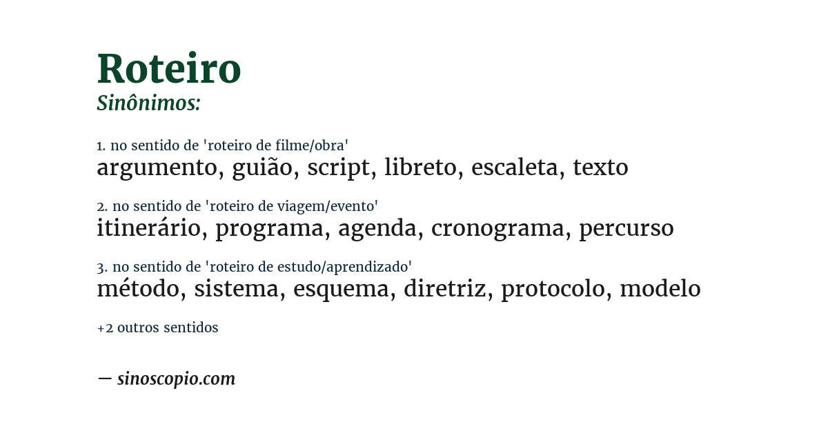 Sinônimo de roteiro