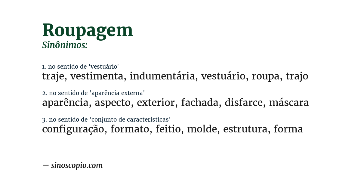 Sinônimo de roupagem