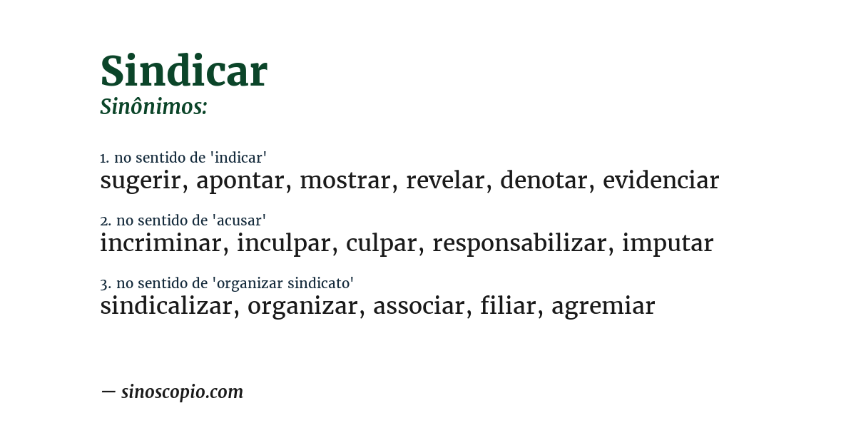 Sinônimo de sindicar